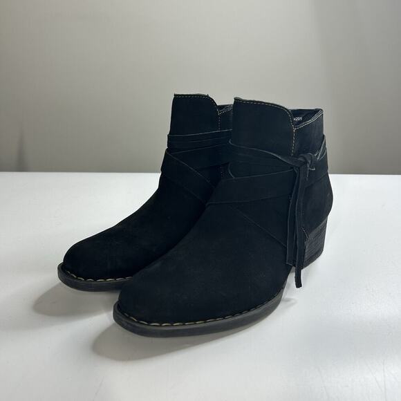 Born Montilla Women’s 8 Black Leather Ankle Booties Tassel Strap Zip BR0014209 - Picture 1 of 8